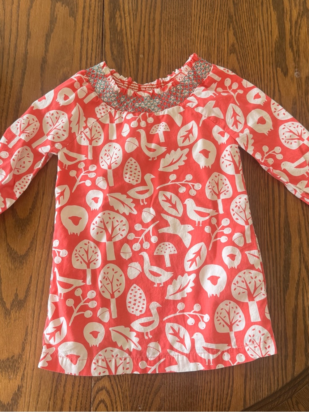 Woodland Print Smocked Dress
